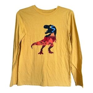 Cat & Jack Yellow Long Sleeve Tee with Dinosaur Graphic, Large (12/14)